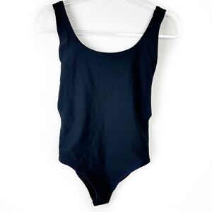 Aerie Swim one-piece cheeky low back deep sides classic black swimsuit size: M